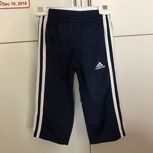 Adidas pants toddler size: 2T, color: navy/white. Never worn.